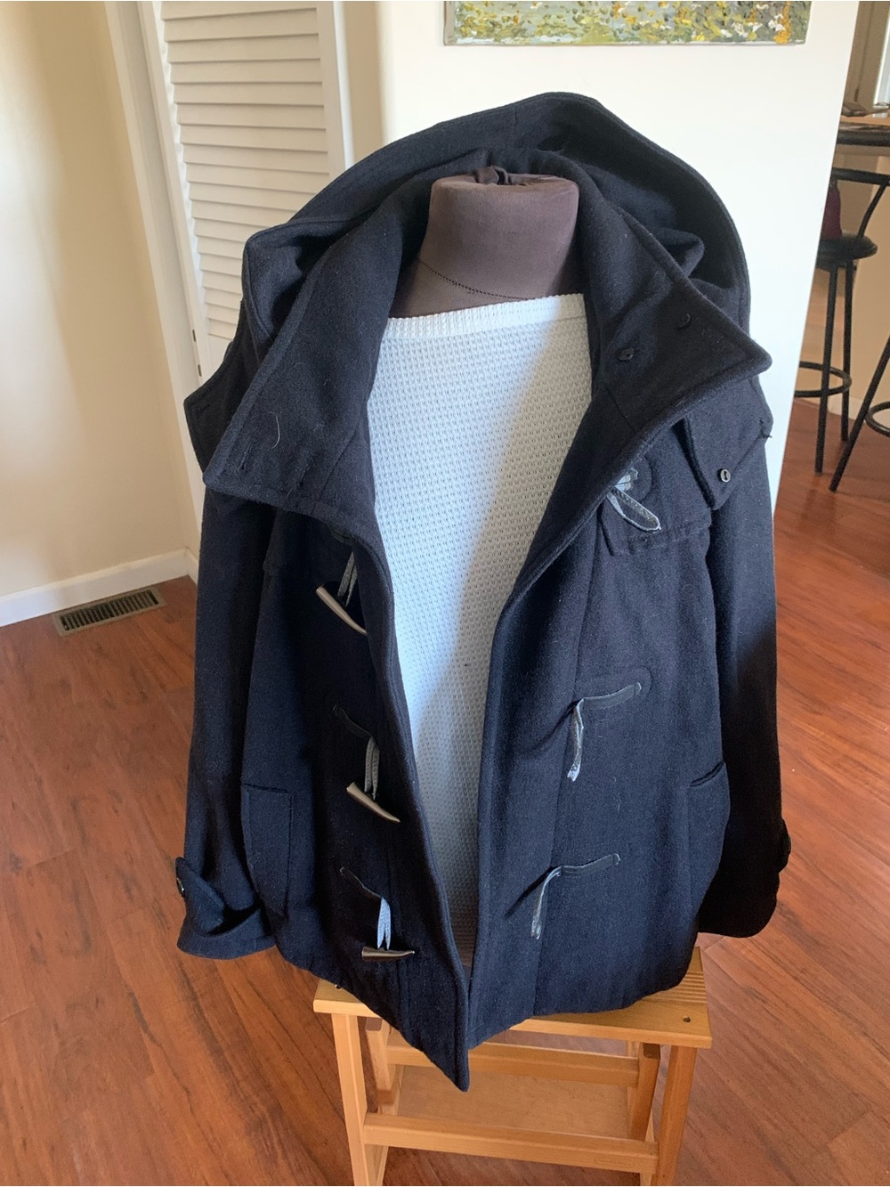 Gap wool navy  Toggle Coat with removable Hood..